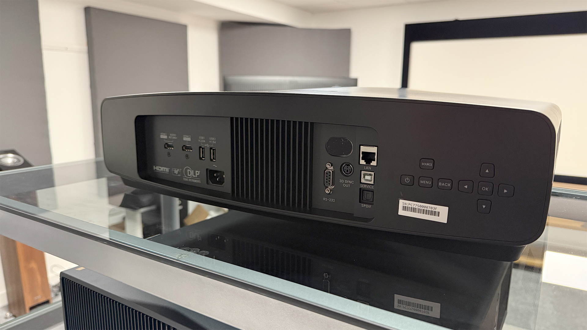 BenQ W5850 home cinema projector rear of projector showing connections