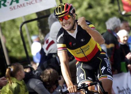 Tom Boonen (Omega Pharma-QuickStep) couldn't hide his delight at winning on home roads.