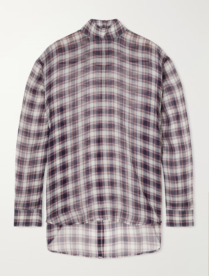Tibi , Reversable Checked Cotton and Silk-Blend Shirt
