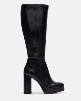 Azura Black Leather Block Heel Knee High Boot | Women's Boots – Steve Madden