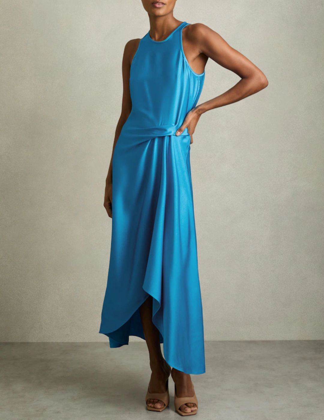 Image of blue satin dress