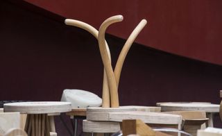 Creative structure of a wooden stool.
