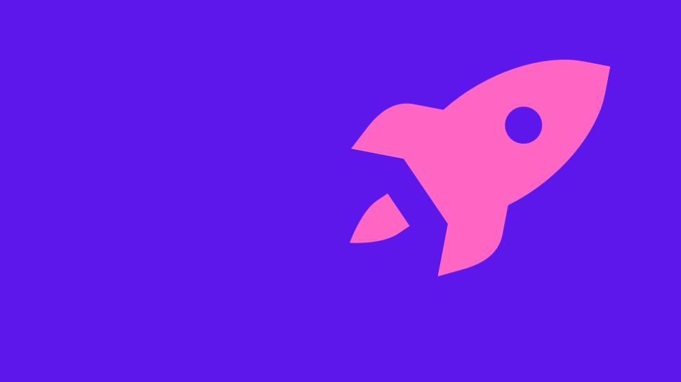 pink rocket on purple background