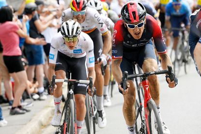 Geraint Thomas on the cobbles at the Tour de France