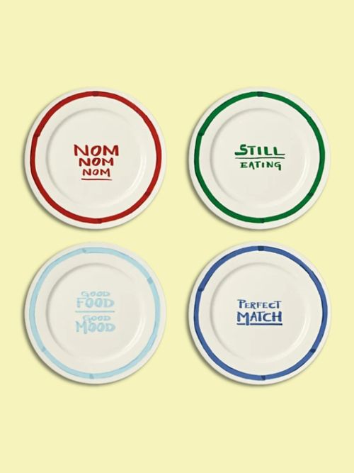 Porcelain Dinner Plates Tutti With Decorative Motif, Set of 4
