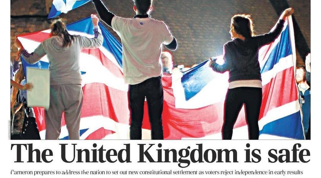 Here&amp;#039;s how British newspapers are celebrating Scotland&amp;#039;s vote to stay in the UK