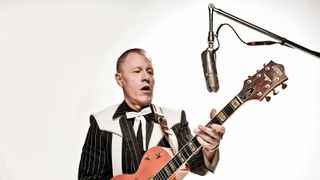 Reverend Horton Heat's Jim Heath with his signature Gretsch 6120RHH and custom pick-guard by TK Smith
