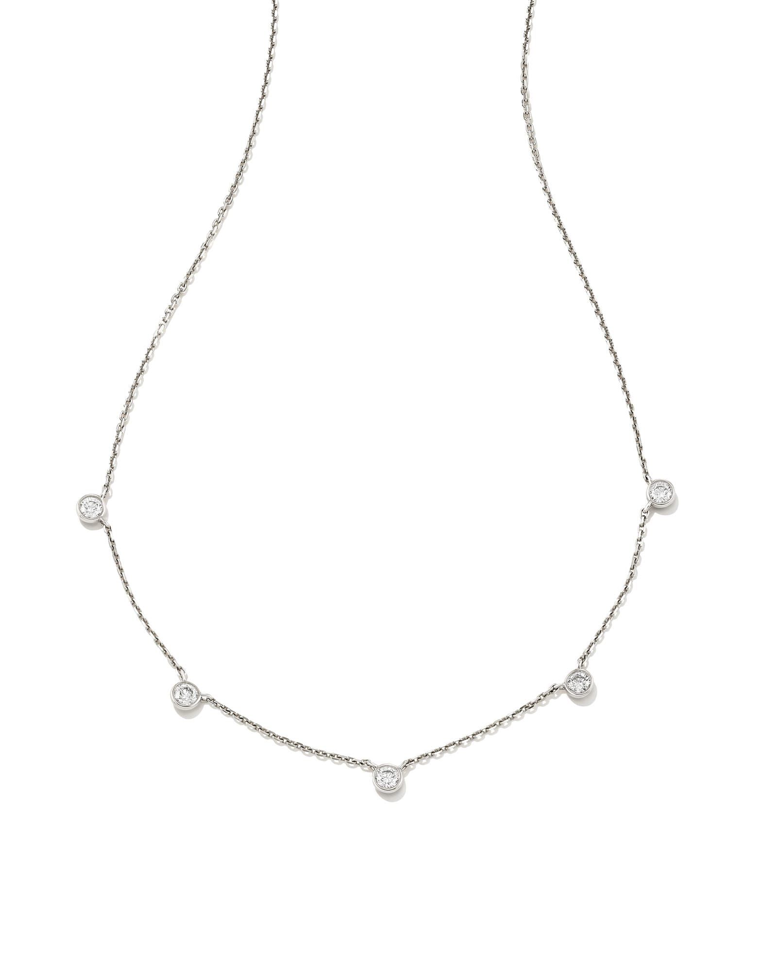 0.3 Ct Audrey 14k White Gold Strand Necklace in White Diamond
