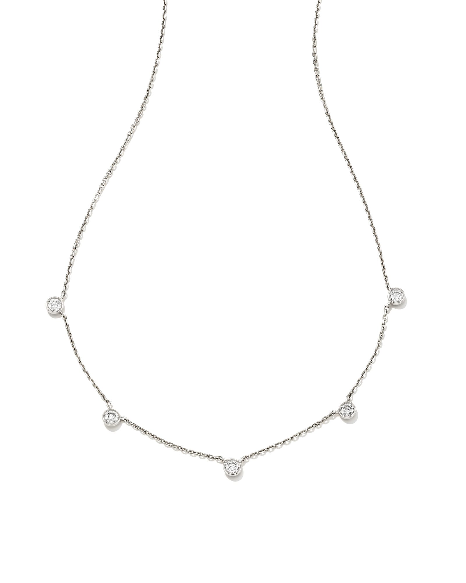 0.3 Ct Audrey 14k White Gold Strand Necklace in White Diamond