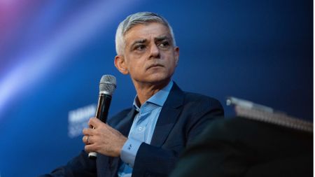 an image of Sadiq Khan, Mayor of London, speaking on stage during the Fabian Society New Year Conference in London