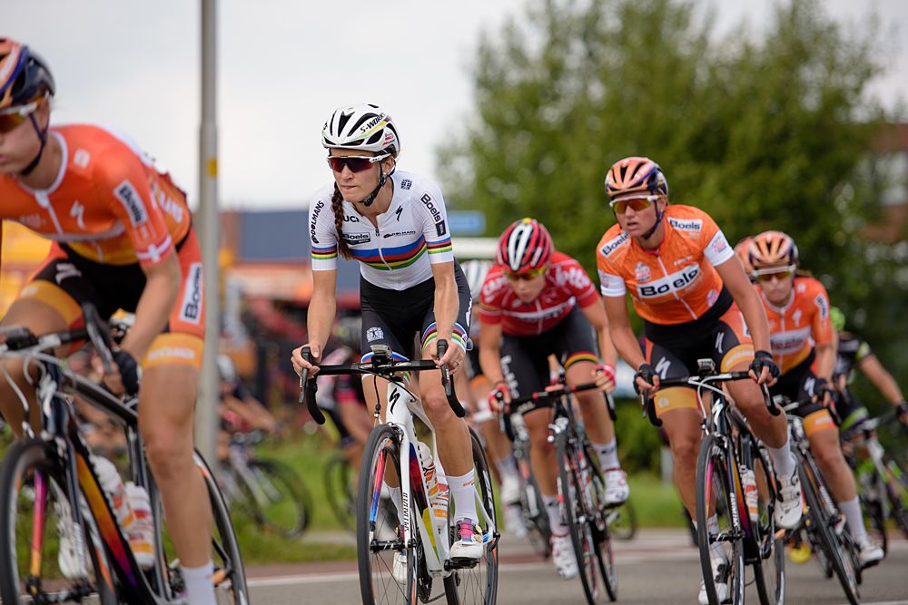Race leader, Chantal Blaak (Boels Dolmans) at the 116 km Stage 5 of the Boels Ladies Tour 2016