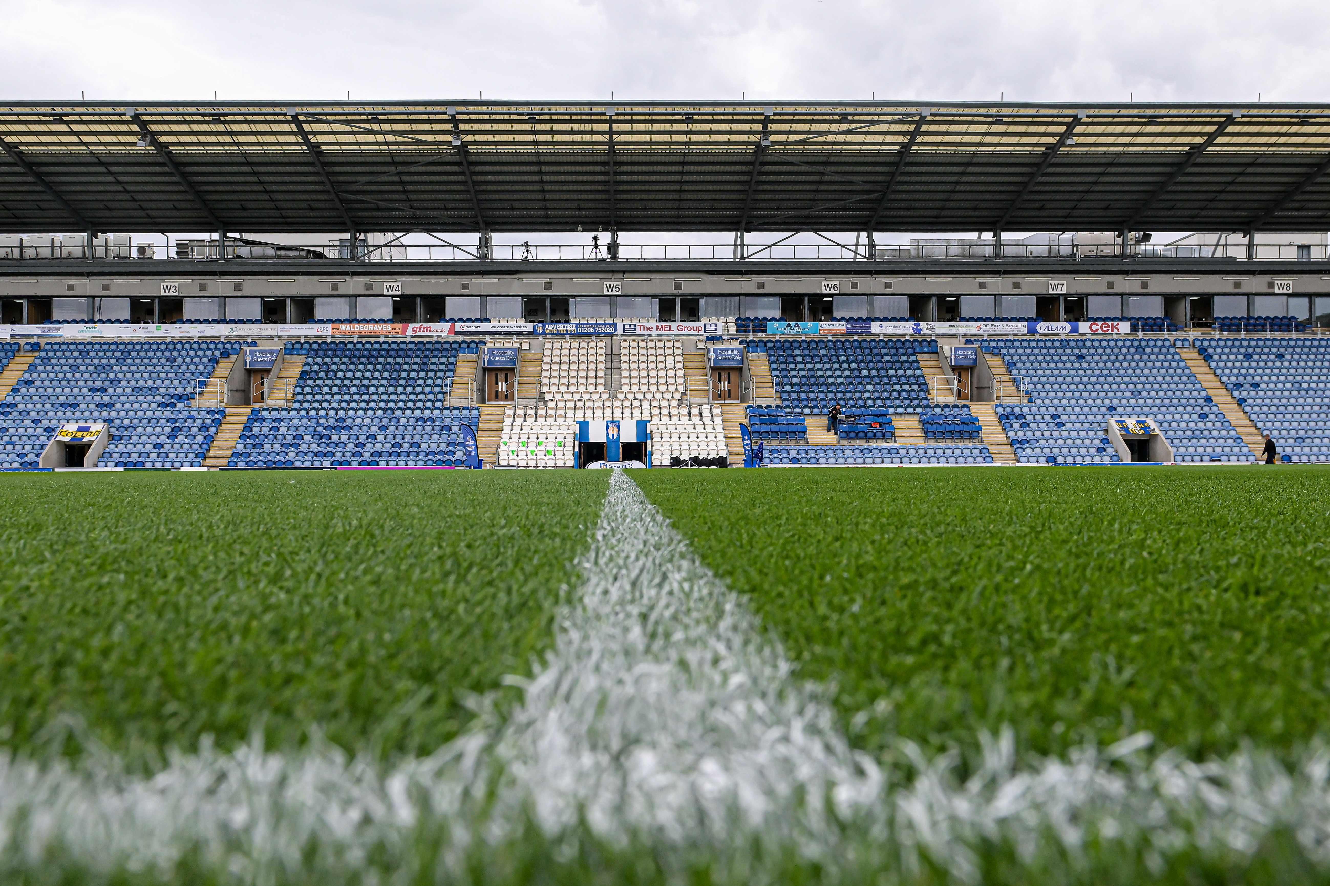 A general view inside the stadium during the Sky Bet League 2 match between Colchester United and Barrow at the Weston Homes Community Stadium in Colchester, England, on August 23, 2025. (Photo by Kevin Hodgson/MI News/NurPhoto)