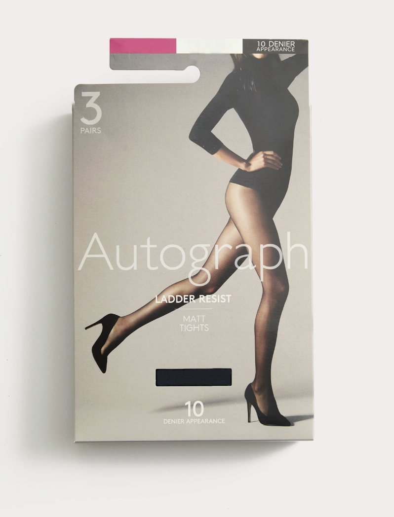 Autograph, 3pk 10 Denier Ladder Resist Matt Tights