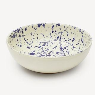 Hot Pottery spattered pasta bowl on a white background