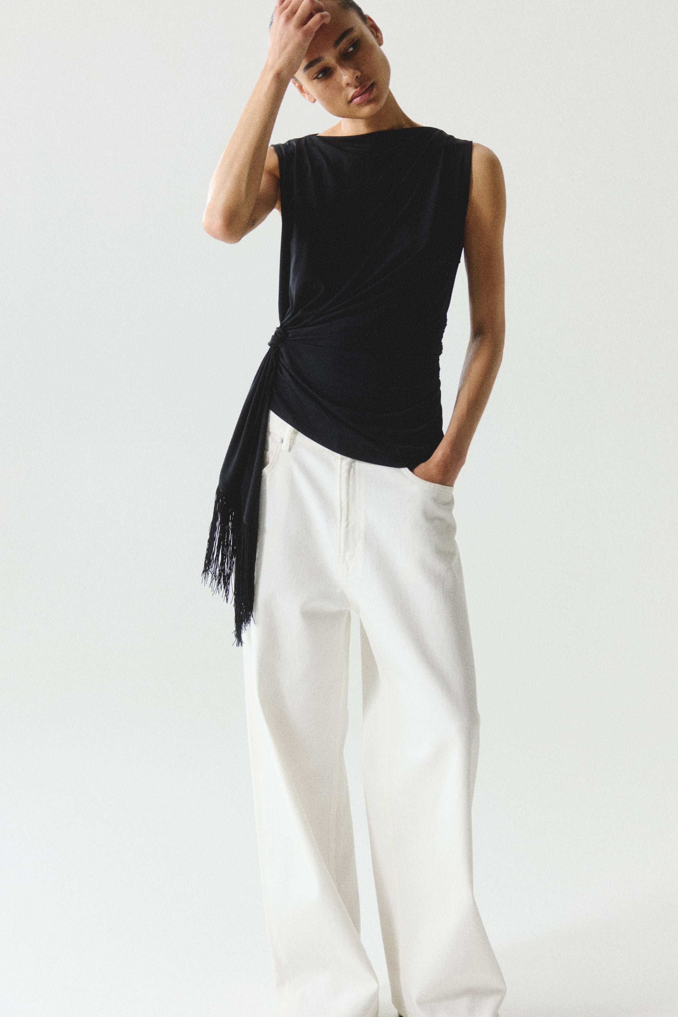 Draped Tie-Detail Top