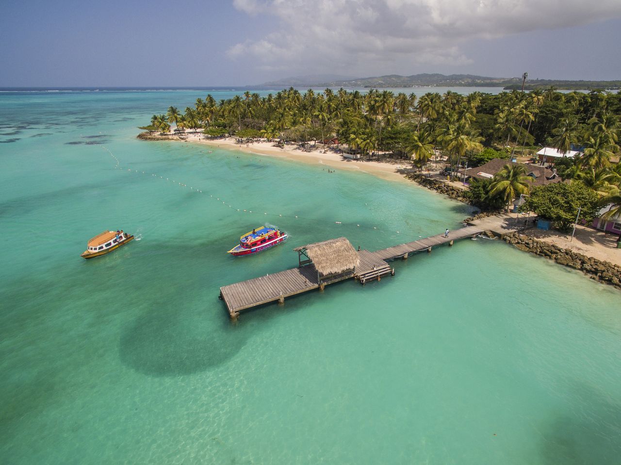 An aerial shot of Pigeon Point in Tobago