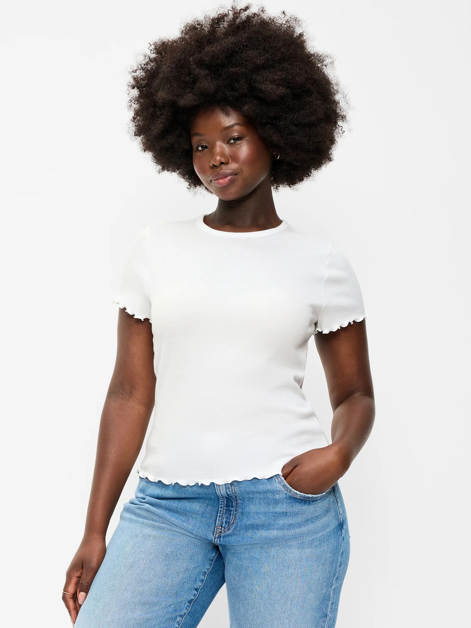 Old Navy, Fitted Waffle-Knit Cropped T-Shirt