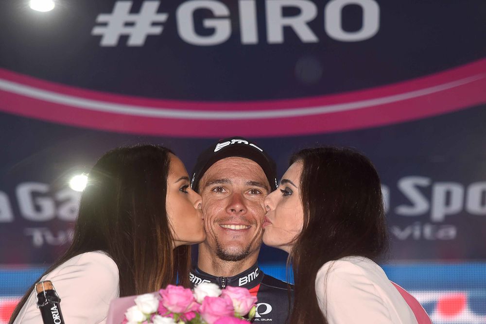 Philippe Gilbert on the stage 12 podium after his win.