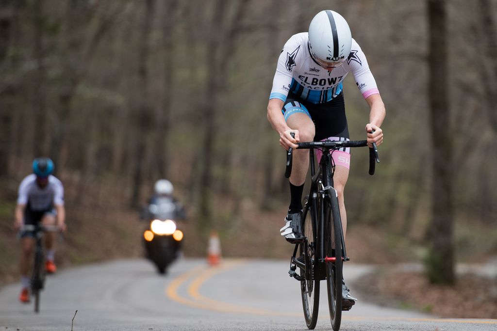 An Elbowz Racing P/B Synergy rider giving it