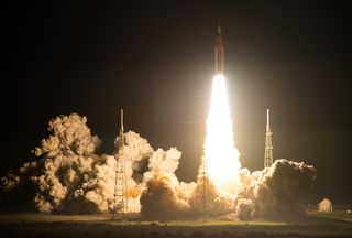 NASA's Artemis 1 mission launches toward the moon atop a Space Launch System rocket from Kennedy Space Center in Florida on Nov. 16, 2022.