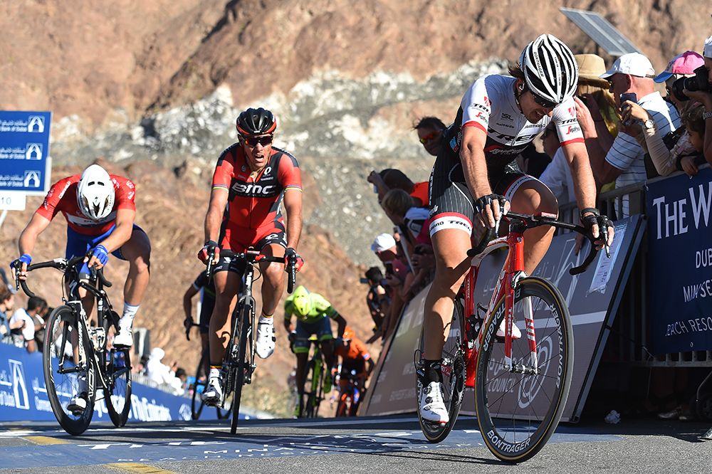 Fabian Cancellara (Trek) crests the climb