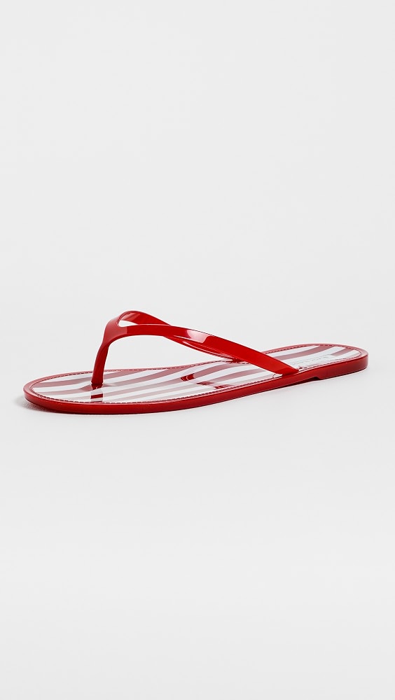 Crystal Jelly Flip Flops - Red Stripe