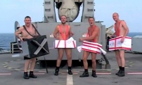 The crew aboard British Royal Navy&amp;#039;s HMS Ocean celebrates the happy news of their early return home with a festive rendition of Mariah Carey&amp;#039;s holiday hit.