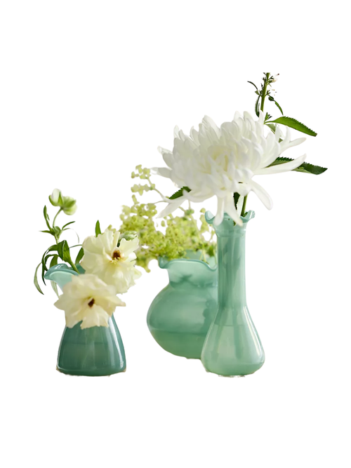 Glass Ruffle Bud Vases, Set of 3