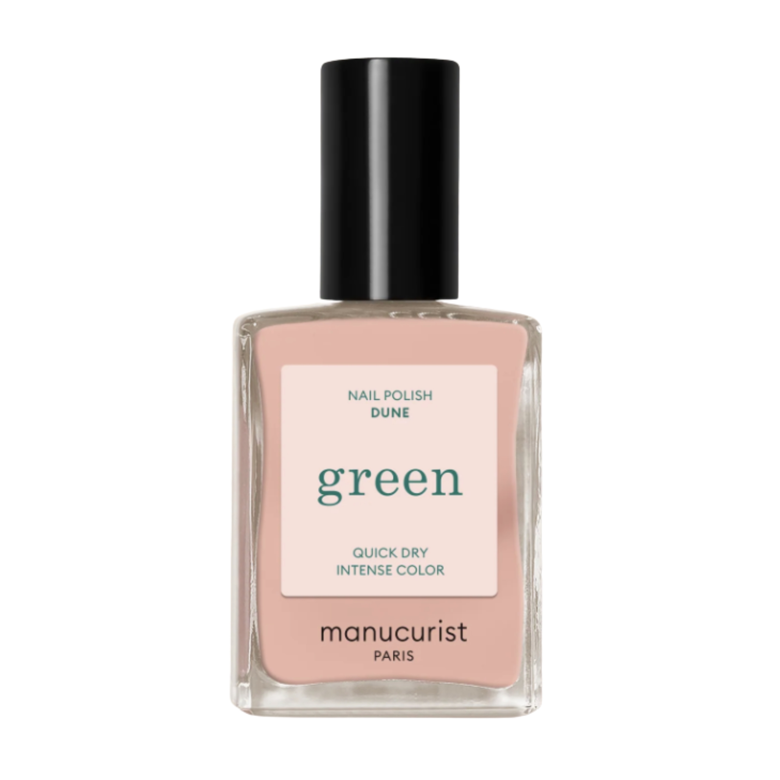 A product shot of the Manucurist Green Nail Polish in Dune, on a white background