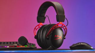 HyperX Cloud Alpha Wireless gaming headset positioned upright