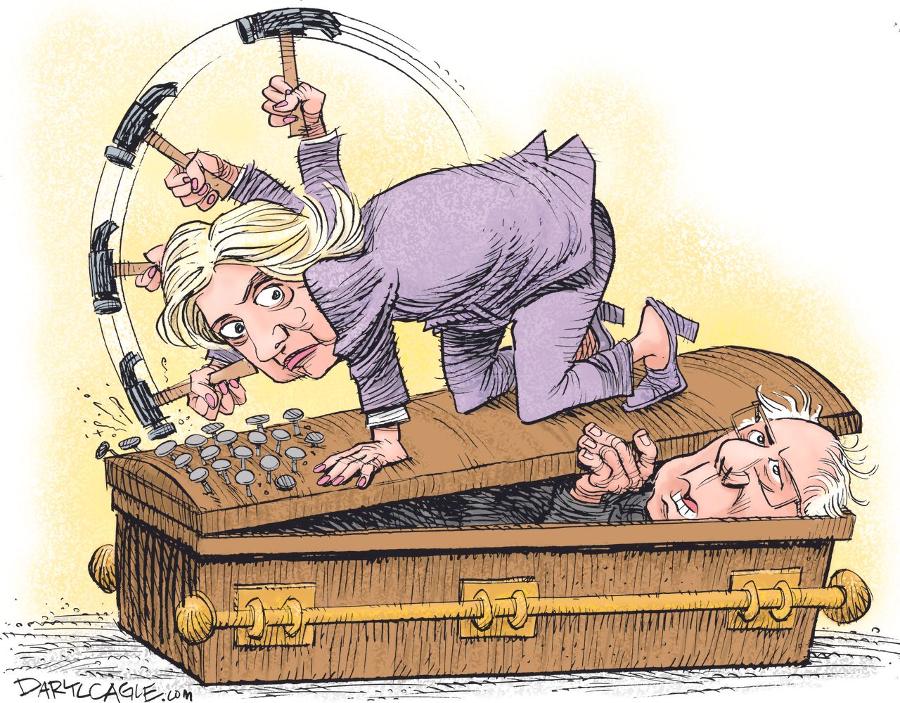 Political Cartoon U.S. Hillary Bernie 2016