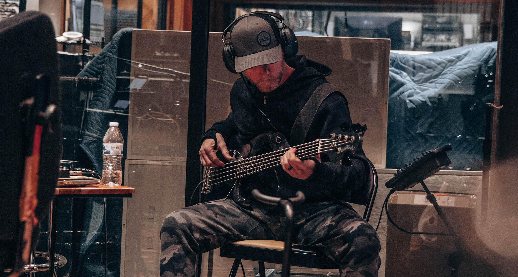 Alter Bridge&#039;s Brian Marshall tracks bass in 5150 Studios.