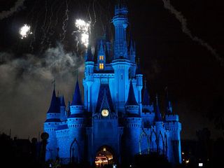 disney castle at night