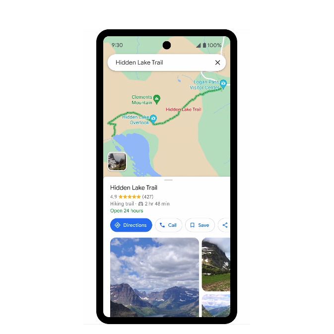 Google Maps National Park trail info