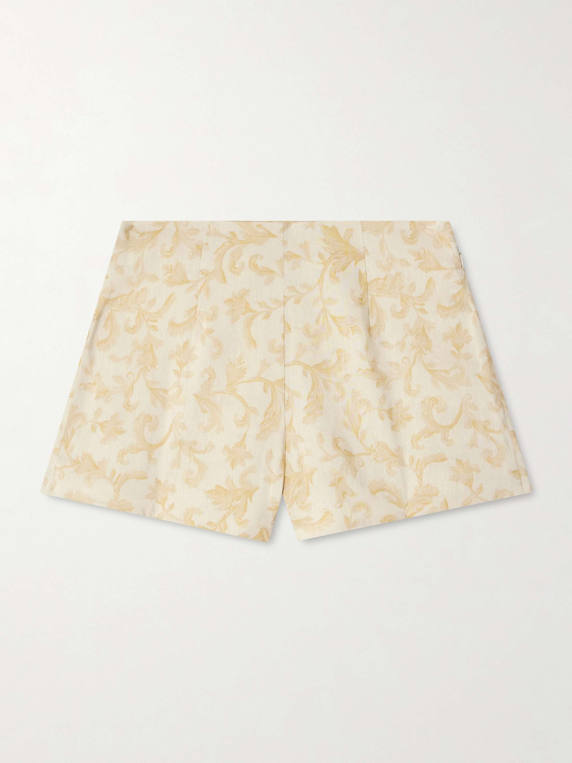 Isla Printed Linen and Silk-Blend Shorts
