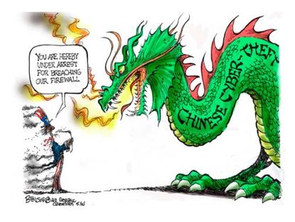 Political cartoon Chinese hackers