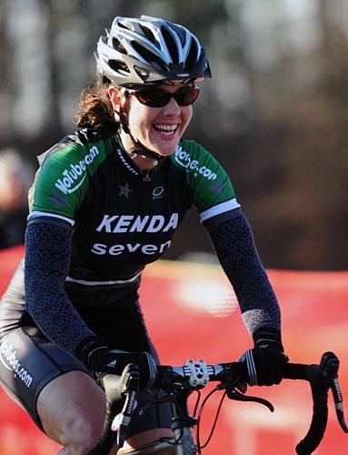 A mightily pleased Mary McConneloug (Kenda-Seven-No Tubes) sweeps the weekend races at Sterling.