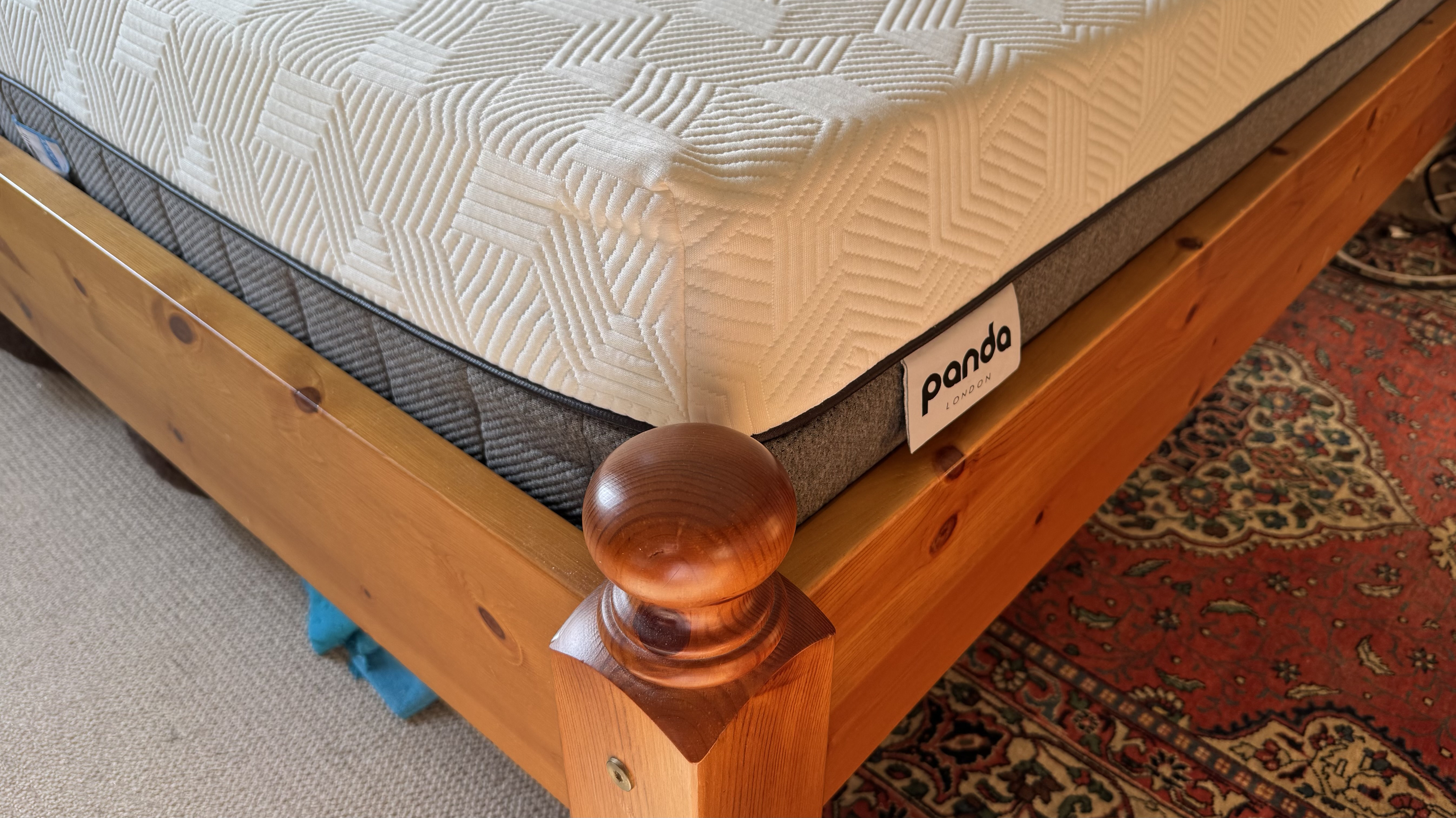 A corner of the Panda Hybrid Bamboo mattress