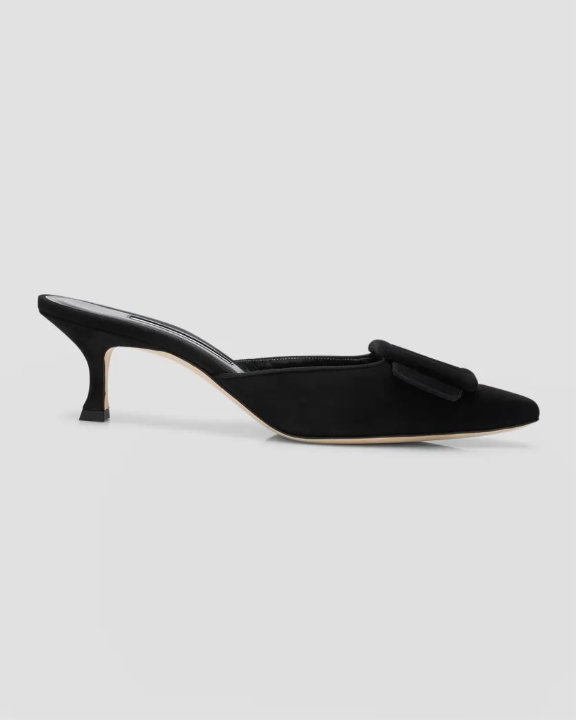 Manolo Blahnik, Maysale Suede Buckle Mules