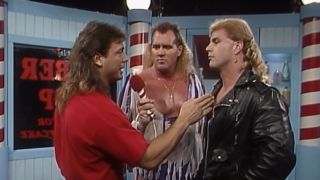 Marty Jannetty and Shawn Michaels right before the Barber Shop Window incident