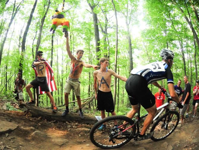 There was a huge party happening on the upper sections of the descent
