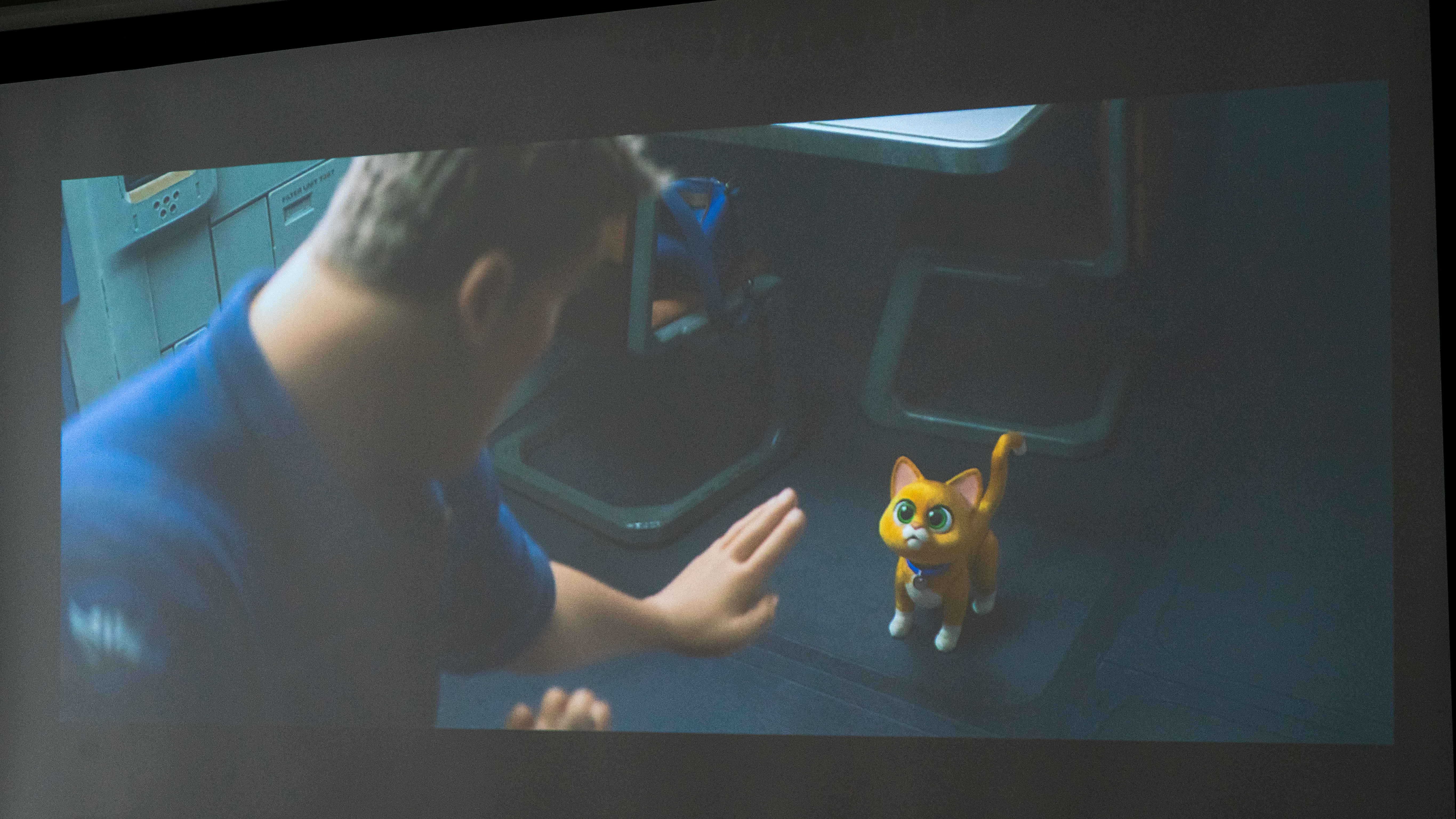 A screen of the movie Buzz Lightyear as seen on Epson Lifestudio Flex projector