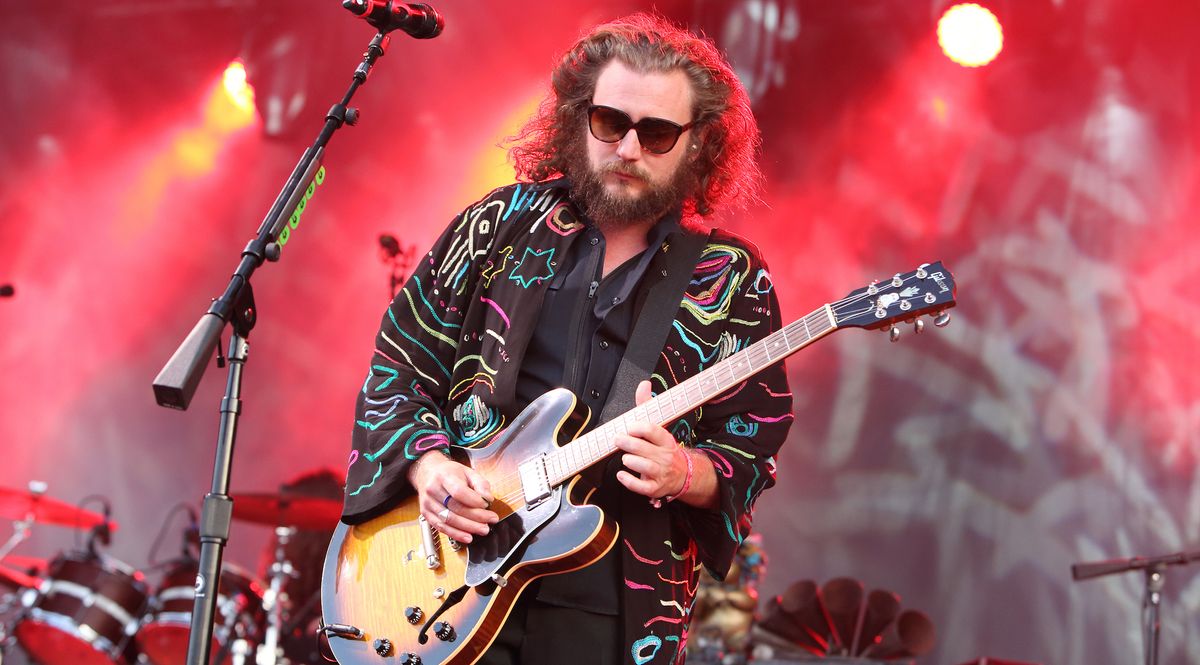 Jim James performs with My Morning Jacket at the End of the Road Festival at Larmer Tree Gardens on September 5, 2015