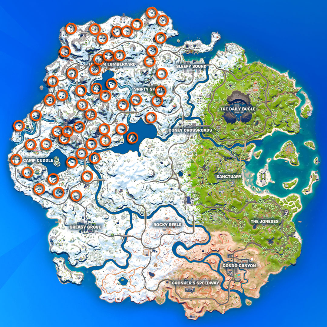 Fortnite Timber Pines locations map