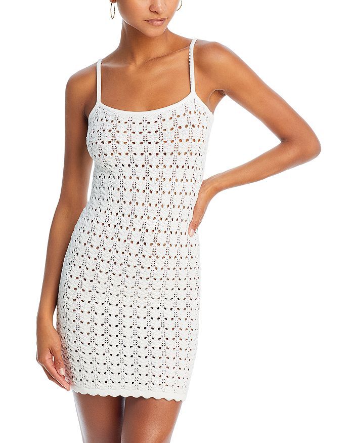 white crochet mini dress