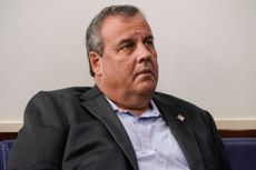 Former New Jersey Governor Chris Christie listens as U.S. President Donald Trump speaks during a news conference in the Briefing Room of the White House on September 27, 2020 in Washington, D