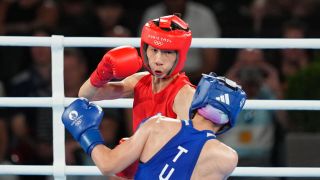 Yu Ting Lin of Chinese Taipei during her Women&#039;s 57kg semi-final ahead of the final between Lin Yu-ting and Julia Szeremeta