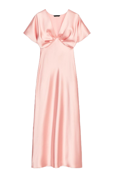 ZARA, Satin Effect Midi Dress