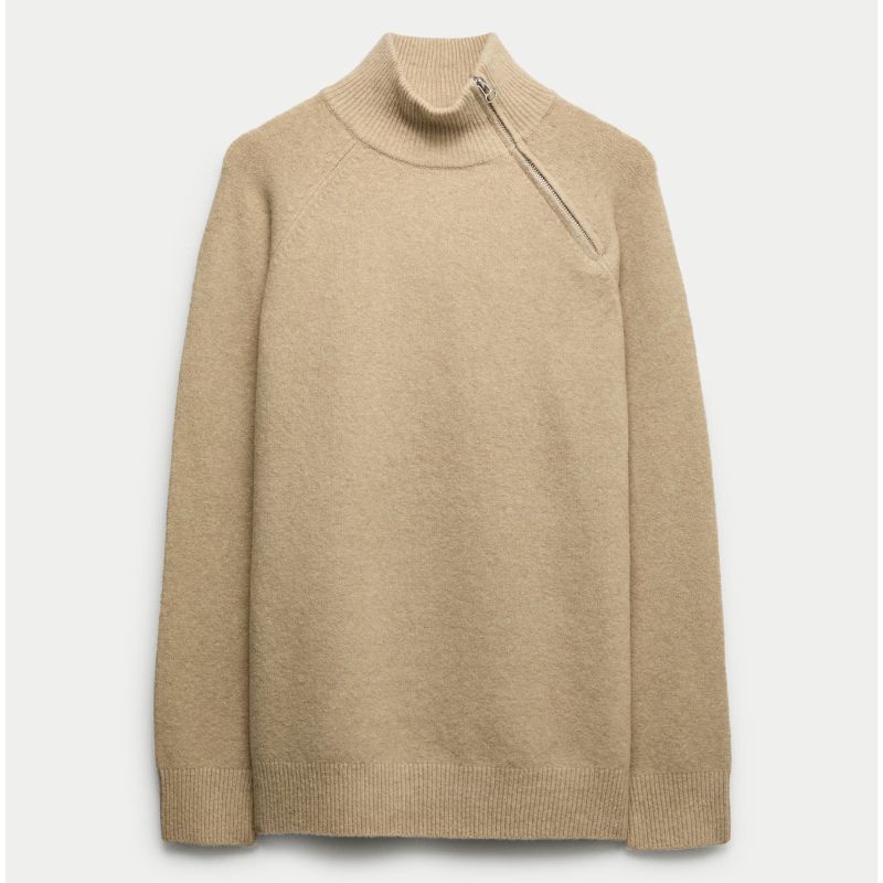 M&amp;amp;S, Zip Funnel Neck Relaxed Longline Jumper