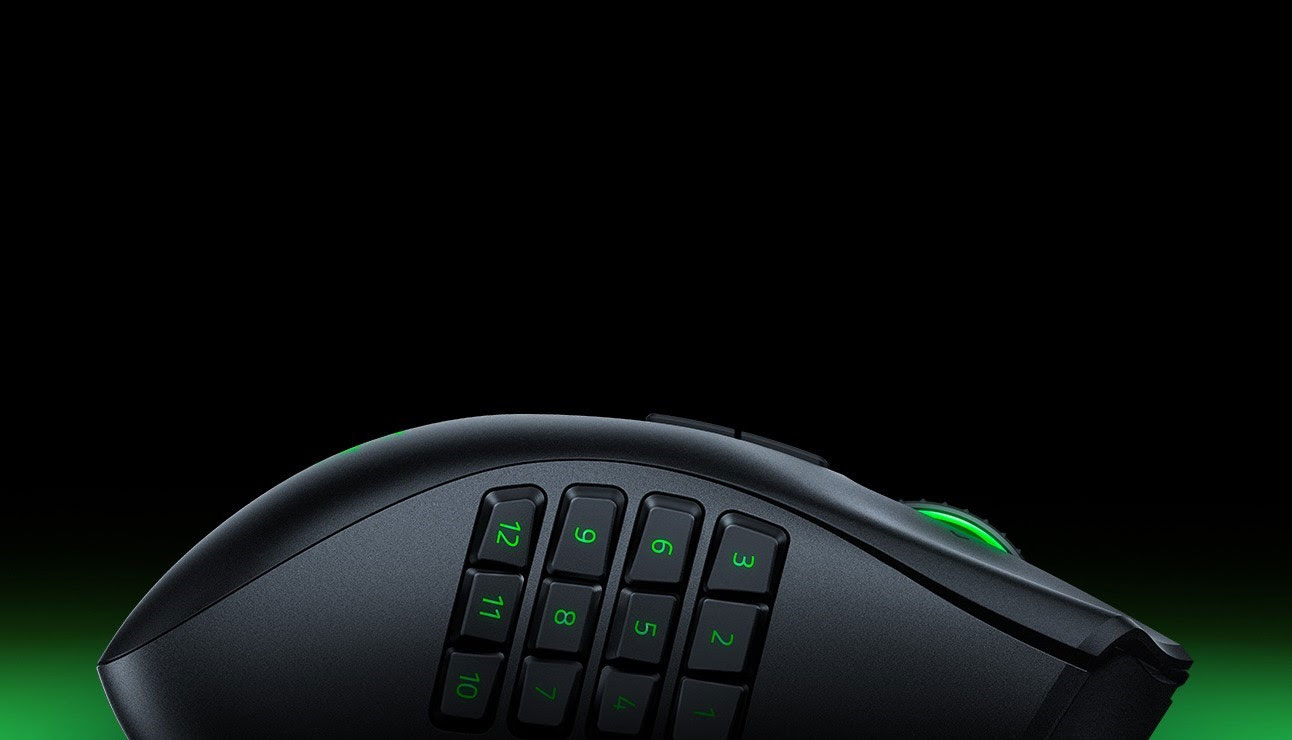 The left-handed version of Razer's Naga MMO gaming mouse is 